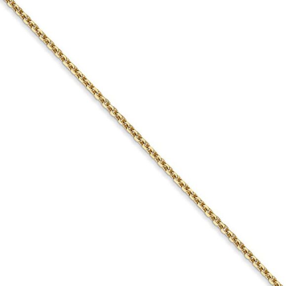 1.45mm, 14k Yellow Gold, Diamond Cut Solid Cable Chain Necklace, 16in - Picture 1 of 8